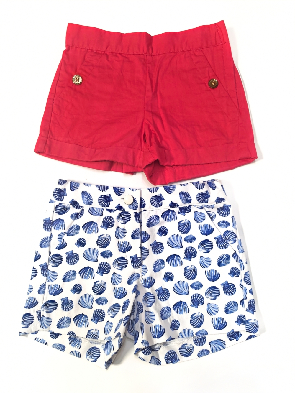 Janie and Jack Shorts Bundle Girls 4 Red And seashells Adjustable Waist